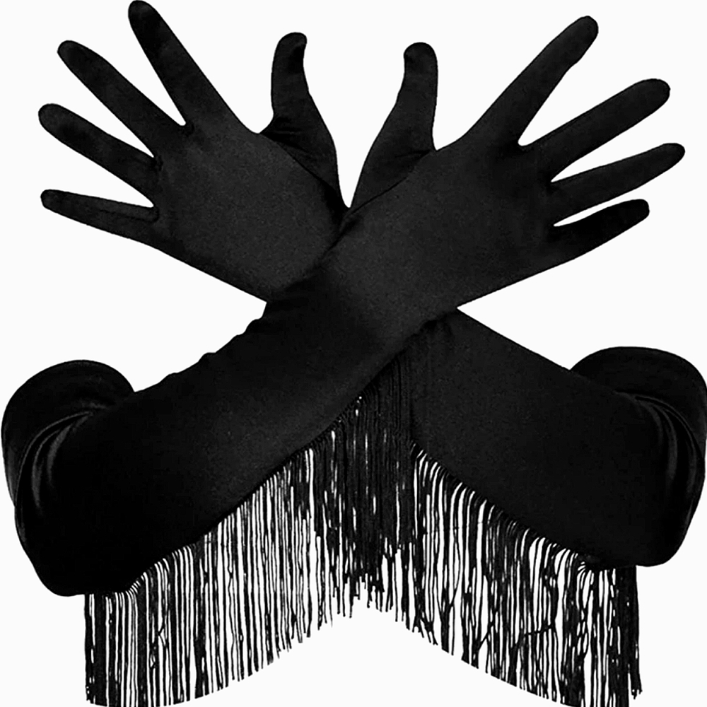 Elegant Avant Garde High Fashion Unique Fringed Opera Gloves